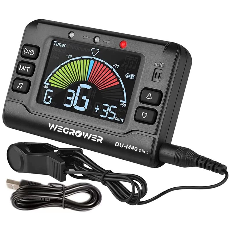 Wegrower Metronome Tuner, Rechargeable 3 In 1 Digital Metronome Tuner Tone Generator for Guitar, Bass, Violin, Ukulele and Chromatic,Clarinet, Trumpet, Flute, Tuners for All Instruments - Image 1